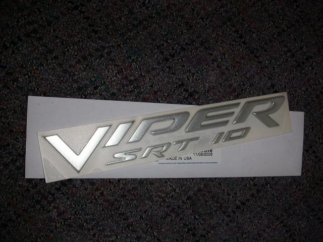 Bright Silver \"Viper SRT-10\" OEM Fender Decals